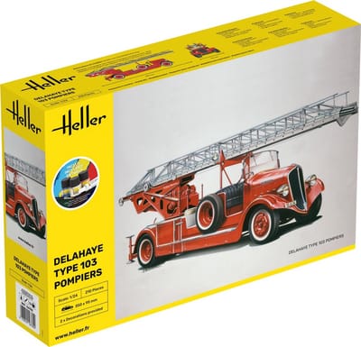 Heller Modelbouwpakket Militaire voertuigen - 56780 Brandweerwagen Delahaye Type 103 - Pompiers - Starter Kit Plastic - 1:24 - Modelbouw