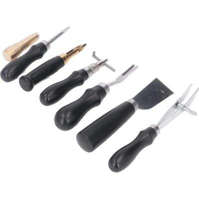 Leer Gereedschap Leermes Els Gaatjesmaker Naald Opbergdoos Leerbewerkingsgereedschap voor DIY Handtas black
