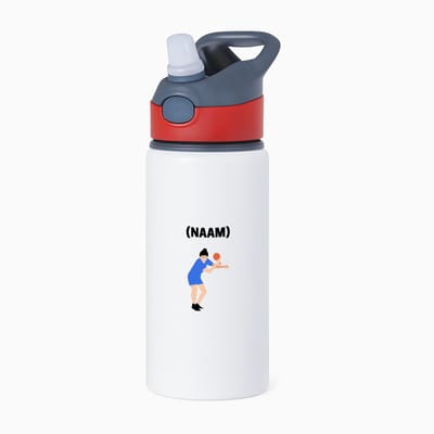 Hacebo® - Tafeltennis met eigen naam waterfles met rietje rood - Sport - Tafeltennisser - Ping pong - water fles - 650ML