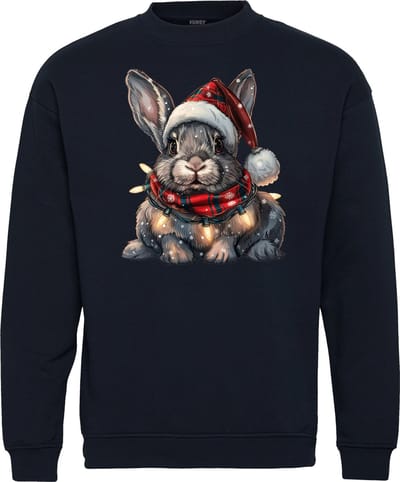 Kersttrui Kerst Konijn | Foute Kersttrui Dames Heren | Kerstcadeau | Kerstpakket | Navy | maat XS