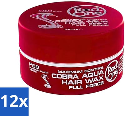 Red One - Haarwax - Cobra Aqua - Maximale Controle - Voor Krachtige Hold & Glans - 150 ml - Voordeelverpakking - 12 stuks
