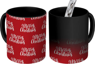 Magische Mok - Foto op Warmte Mokken - Koffiemok - Quotes - Christmas - Patronen - Rood - Wit - Magic Mok - Beker - 350 ML - Theemok