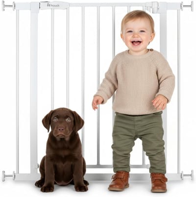 Veiligheidshekje - Babyhekje Hondenhek - Kindveilige Doorgang - Eenhandige Opening - 75-80 cm - Wit