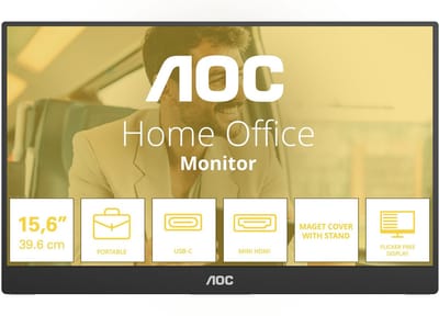 AOC 15" 16T20E2, FHD, 60Hz, IPS, HDMI, mHDMI, USB-C DP Alt