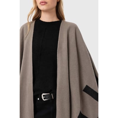 AllSaints Bronwen Ruana Desert Taupe Grey Taglia: OS | Poncho Outlet | Donna | Nero