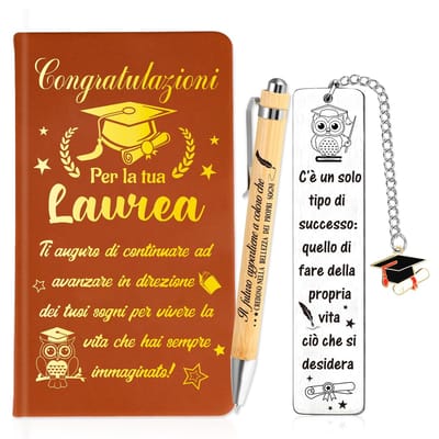 Dailygoods- Notitieboek Afstuderen - Balpen - Bladwijzer - Kraftpapieren Tas - Duurzaam Papier - Perfect Cadeau - Notitieboekje