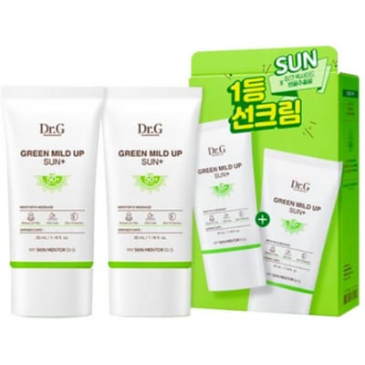 Dr.G Green Mild Up Sun+ SPF50+ PA++++ 35ml × 2 stuks | Minerale Zonnebrandcrème voor Gevoelige Huid | Niet-vette Dagelijkse UV-bescherming green