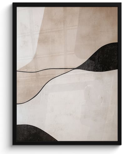 Poster in lijst - Fotolijst 60x80 cm - Posters - Contourlijnen - Abstracte landschap - Posterlijst zwart - Decoratie - Wanddecoratie woonkamer - Muurdecoratie slaapkamer