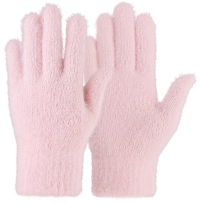 Dailygoods- Winterhandschoenen Dames - Kunstwol - Elastisch - Roze/Beige - 20 x 10,5 cm - Comfortabele Draagervaring - Handschoenen