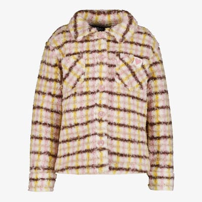 TwoDay meisjes teddy shacket met strepen beige roze - Maat 92