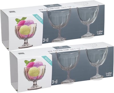 Excellent Houseware IJcoupes / dessert serveer schaaltjes op voet - set 6x stuks - glas - 425 ml - transparant