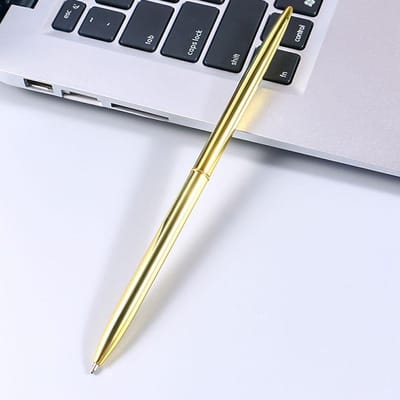 Stylos à bille de luxe en métal de 1,0 mm, couleur or et argent, encre noire, stylo d'écriture, fournitures de papeterie pour école et bureau, haute qualité, neuf or