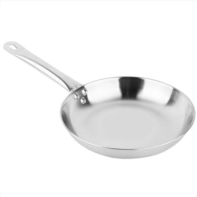 Koekenpan Roestvrij Staal - Koekenpan Inductie - Koken en Bakken - Tri-Ply Clad Constructie - 24 cm - Zilver