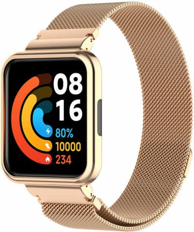 Milanees Smartwatch bandje - Geschikt voor Redmi Watch 2 Lite Milanese band - rosé goud - Strap-it Horlogeband / Polsband / Armband
