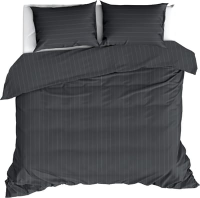 Livello Dekbedovertrek Pinstripe Anthracite Lits-jumeaux
