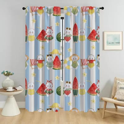 Watermeloen Kitty Gordijnen voor Woonkamer Gordijn voor Kamer 2 Panelen Halloween Decoratie Scheidingswand Home Interieur Gordijnen Shades W50xH70cmx2pcs-CL gray