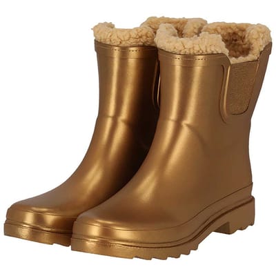Chelsea regenlaarzen dames - Fake fur voering - Gold Metallic - 37