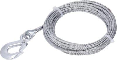 Roestvrijstalen lierkabel 4 mm x 12 m - zware last 2000 lbs, gegalvaniseerd, snijdbaar voor thuisgebruik