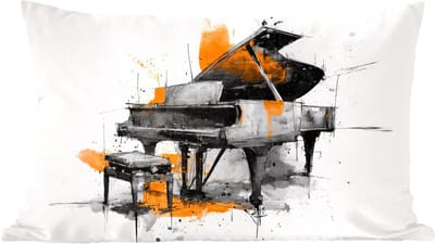 Sierkussens - Kussentjes Woonkamer - 60x40 cm - Piano - Oranje - Zwart - schets lijnen