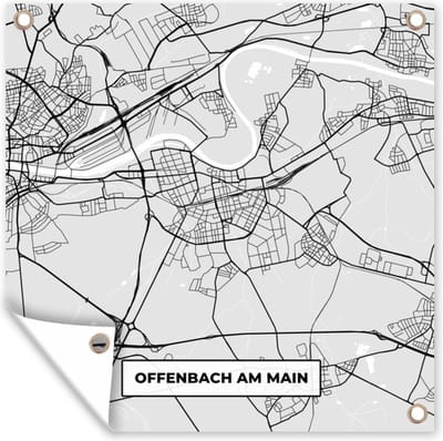 Tuin poster Duitsland - Plattegrond - Offenbach Am Main - Kaart - Stadskaart - 200x200 cm - Tuindoek