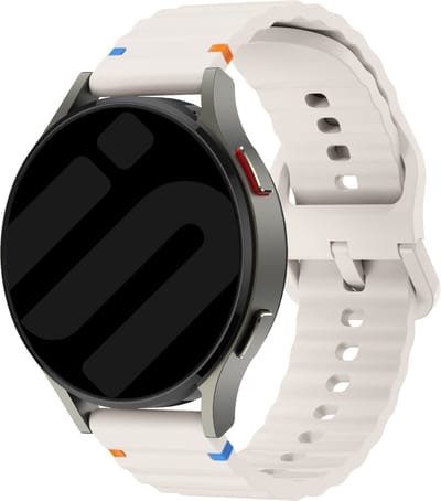 Strap-it Smartwatch bandje 20mm - Siliconen Wave bandje geschikt voor Samsung Galaxy Watch Active (2) / Watch 3 - 41mm / Watch 1 - 42mm / Gear Sport - Amazfit Bip / GTS - Polar Ignite / Unite / Pacer - sterrenlicht