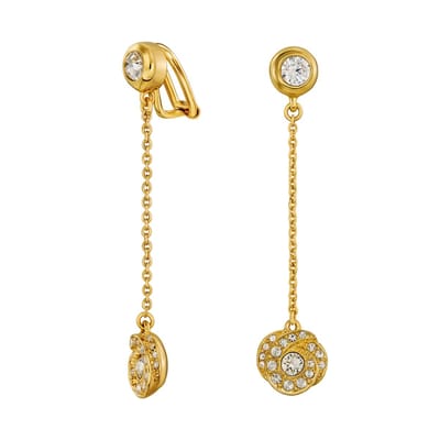 Traveller Clip Oorbellen - Oorhangers Dames - Goudkleurig - Kristallen - Verguld - 50x10 mm - 157708