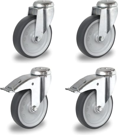 Apparaatwielen Set - Zwenkwielen Met Rem - Meubels Verplaatsen - Hoge Draagkracht - 75 mm - Grijs