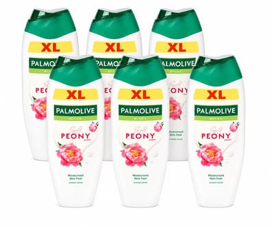 Palmolive Milks Soft Peony Douchecrème XL – 6 x 750 ml – Verzorgende Douchegel – Voordeelverpakking