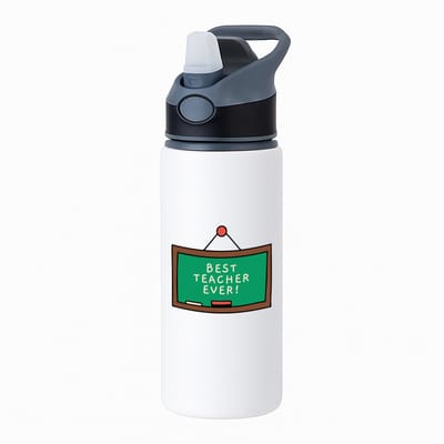 Hacebo® - best teacher ever waterfles met rietje zwart - Docent - meesters of juffen - leraren - verjaardag - afscheidscadeau - geschenk - kado - water fles - 650ML