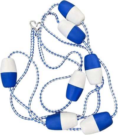 Zwembad Scheidingstouw - Drijvende Looplijnen - Zwemgangen Markeren - Wind en Golfbestendig - 5 Meter - Blauw Wit