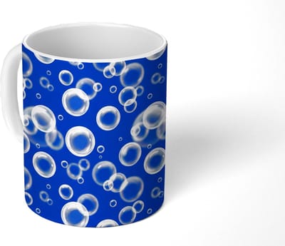 Mok - Koffiemok - Bubbels - Patroon - Blauw - Mokken - 350 ML - Beker - Koffiemokken - Theemok