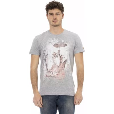 Grijze Graphic T-shirt Casual Stijl