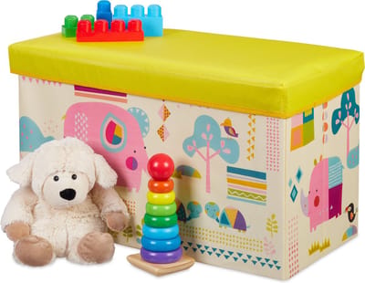 speelgoedkist - 50 liter - dieren - opbergmand - speelgoedmand kinderkamer - geel