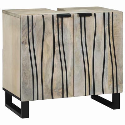 vidaXL - Badkamerkast - set - 2 - st - Wit - Massief - Mango - Hout