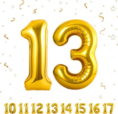 XL Ballon Cijfer 13 Verjaardag Goud - 101 cm - Folieballon XXL voor Mannen en Vrouwen