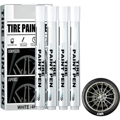 4-pack witte markeerstift voor bandenverf, waterdichte markeerstift op oliebasis voor het traceren van autobandengraffiti