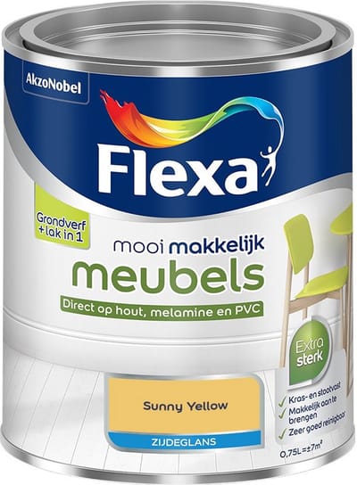 Flexa - Mooi Makkelijk Meubels Zijdeglans - Sunny Yellow - Mengverf - 750 Ml