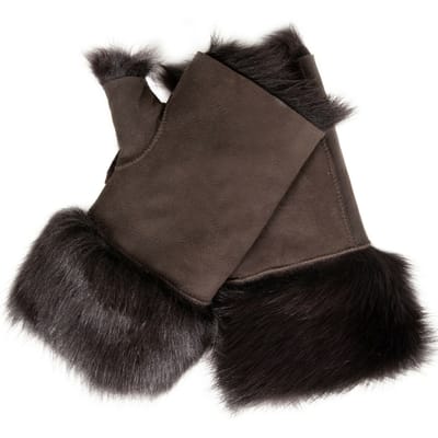 Womens Shearling Wanten Vingerloze manchetten Toscana Suède Schapenvacht Bont
