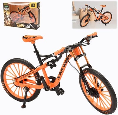 Miniatuur Mountainbike Finger Model van Zinklegering - Educatief Speelgoed voor Thuis, Kantoor en Clubs in Oranje Kleur - Perfect voor Fiets Enthousiastelingen en Kinderen