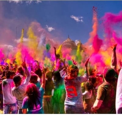 Holi poeder pakket 6 stuks paars oranje en blauw