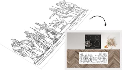 Keukenloper - Loper keuken - Een antieke illustratie van Griekse mythologische figuren waaronder Ajax - 120x50 cm - Keukenloper vinyl