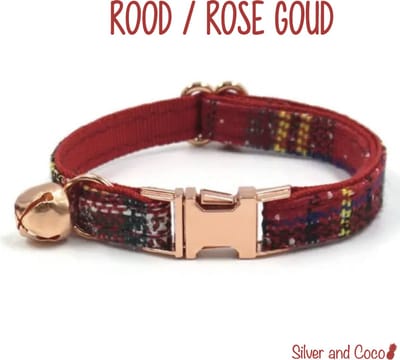 SilverAndCoco® - Katten Kerst Halsband met Bel | Kat Kitten Kerstmis Feest Versiering | Kattenhalsband Kerstman Gouden | Kleding Decoratie Pakket | Rode Kerstman Feest Set Huisdier Cadeau Kerst Cadeautje - Rood / Goud