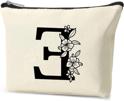 Persoonlijke A-Z Bloemen Letter Make-up Tas voor Vrouwen, Meisjes en Moeders - Perfect Cadeau voor Bruidsmeisjes en Reizen met Make-up Accessoires