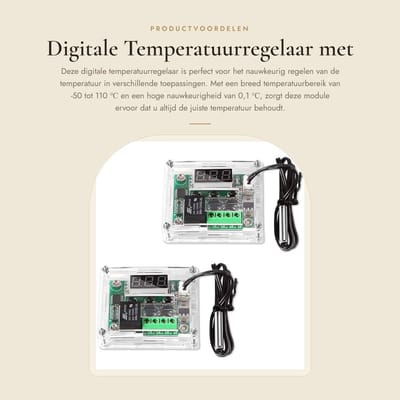 Dailygoods- Temperatuurregelaar Digitale Module - Temperatuurmeter - NTC Sensor - Schakelaar - Behuizing - Resolutie 0,1 ℃ - Thermostaat
