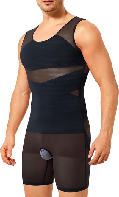 Heren Compressie Shirt met Buik Controle en Beenstukken - Figuur Vormend Onderhemd