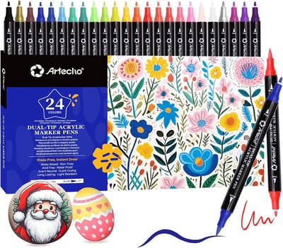 Alcohol Markers - Acrylverf Stiften - Multikleur - Dubbelzijdige Penseel- en Fijntip - Waterdicht en Sneldrogend - Voor Creatieve Klussen