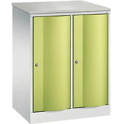 C+P Garderobekast Resisto, 2 vakken, 2 legborden, B 772 x D 540 x H 1077 mm, lichtgrijs/kleedgroen