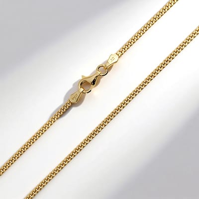 Cavill - Vergulde Zilveren Halsketting 55 cm - 925 Sterling Zilver - Tankketting met Karabijnsluiting - Elegant Zilveren Sieraad in Geelgoud