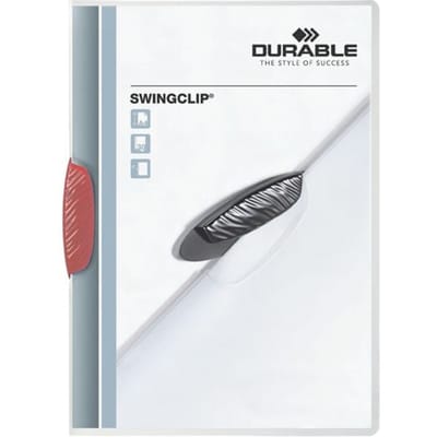 Durable klemmap Swingclip transparant rood