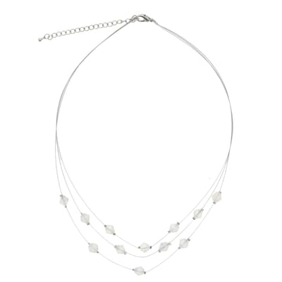 Behave - Ketting - Dames - 3-laags - Transparante Kralen - Zilverkleurig - 46 cm